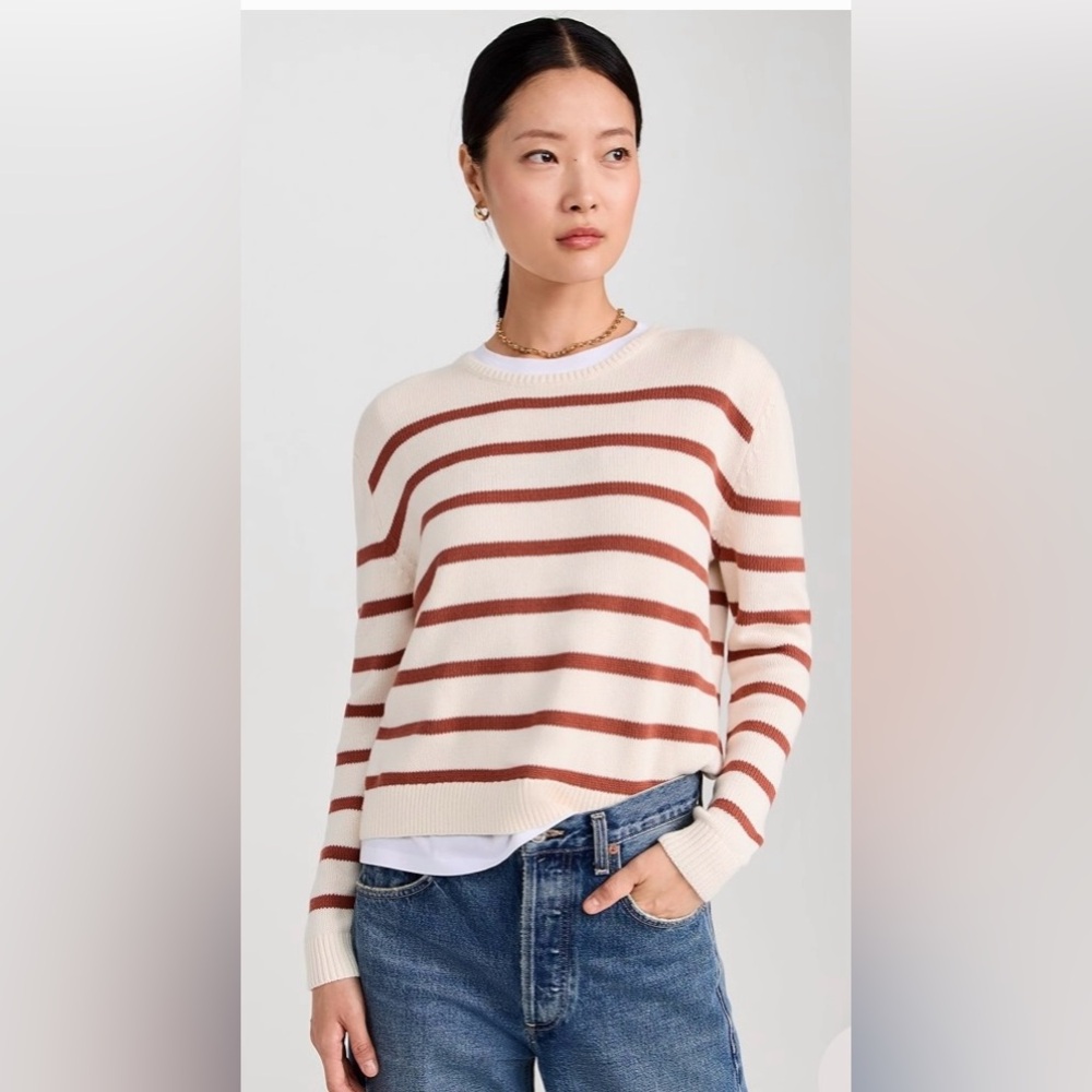 BNWT KULE 100% Cotton The Finn Striped Sweater XL Bronze/Cream Sold Out Online